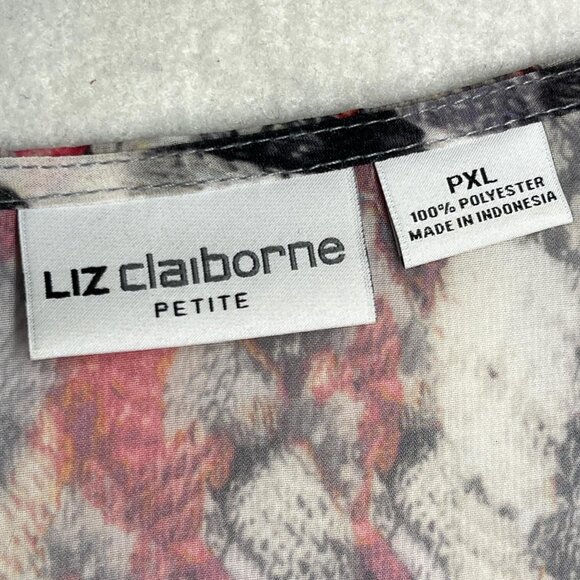 Liz Claiborne Petite Snake Print Sheer Long Sleeve Top Size PXL - Picture 2 of 5